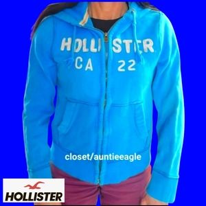 Hollister Front Zip Thick, Lined Turquoise Hoodie - Women's S